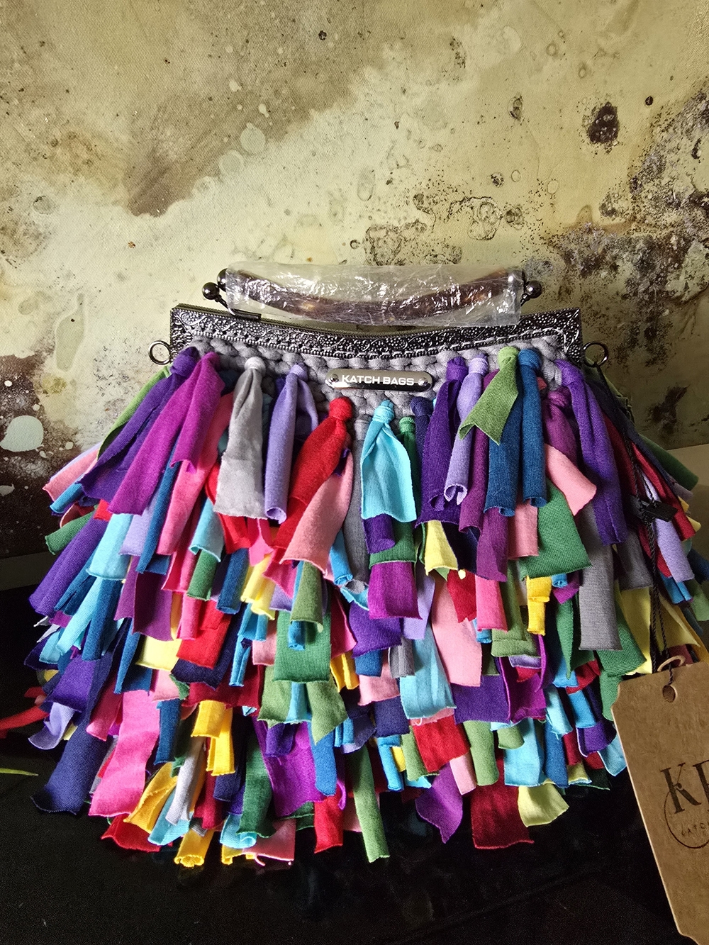 Hand Crafted Crichet Multicolor Tassel Fringe Clutch
